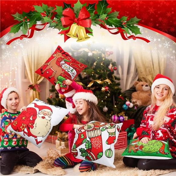Amazon.com: 6 Pcs Christmas Pillow Covers Cushion Covers  (Only Covers) 6Pcs Christmas Pillow Covers Snow Cushion Covers Decoration 18x18\'